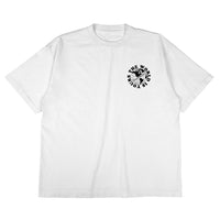 Heavyweight cotton tee in white featuring the APT.4B Globe logo. Represents the brand's journey from local Queens roots to global influence.