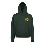 Heavyweight hoodie in green featuring the APT.4B Globe logo. Represents the brand's journey from local Queens roots to global influence.