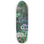 Maple skateboard deck featuring a high-res graphic of a distressed NYC apartment door, inspired by 1990s housing projects in Queens. Designed by APT.4B.