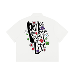Peace Boxy Short Sleeve Button-Up Shirt