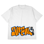White tee shirt featuring 'Crown City Burner' graphic. Inspired by the golden era of Queens hip-hop and graffiti culture.