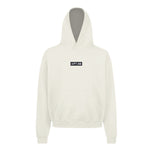 Cream hoodie featuring the classic APT.4B Dynamo box logo. Essential heritage streetwear with a clean, architectural design.