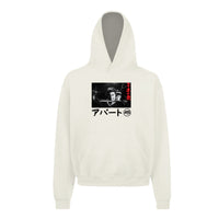 Cream cotton hoodie with 'Shogun' graphic print. A fusion of Japanese heritage storytelling and gritty New York street style.