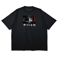 Black cotton tee with 'Shogun' graphic print. A fusion of Japanese heritage storytelling and gritty New York street style.