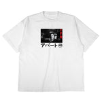 White cotton tee with 'Shogun' graphic print. A fusion of Japanese heritage storytelling and gritty New York street style.